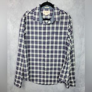 Original Penguin Men’s Blue White Red Crosshatch‎ Button Down Heritage Slim Fit